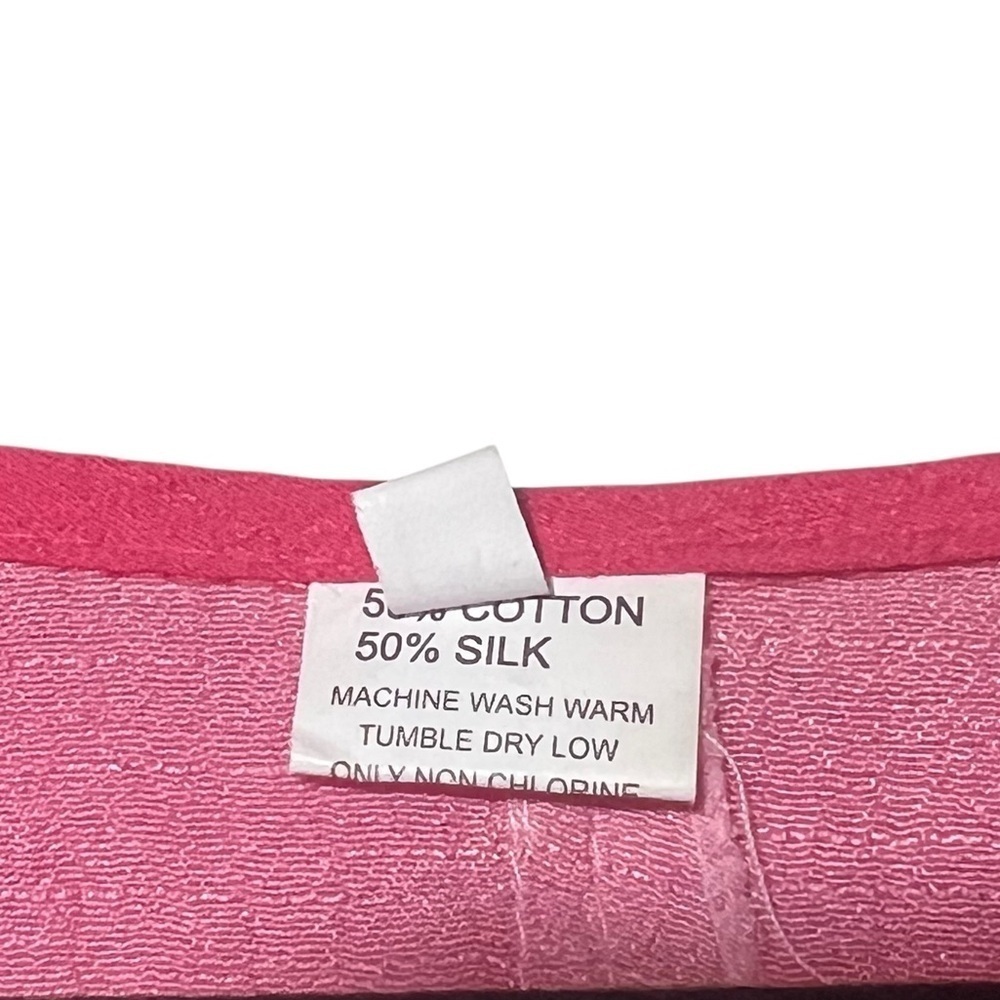 Pink Layered Silk Cotton Blend Flowy Tunic Top Approx Large - Picture 8 of 9